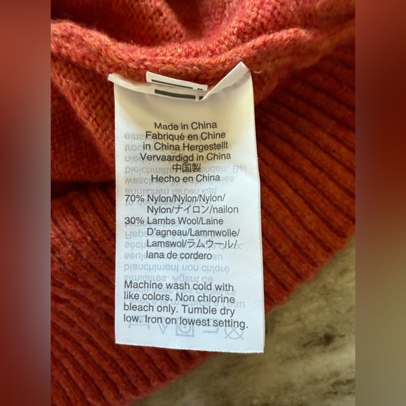J. Crew Mercantile Men’s Orange Wool Blend Thin Crewneck Pullover Sweater - Picture 7 of 8